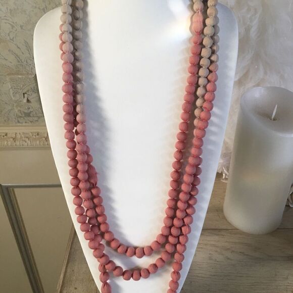 LONG THREE Strand Pink Ombre Fabric Ball - Picture 4 of 16